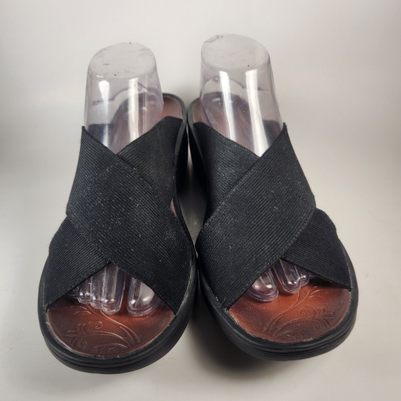 BZEES Women's Desire Sandal Size 11 Black Slide Cross Strap Wedge Comfort Shoe - Picture 2 of 12